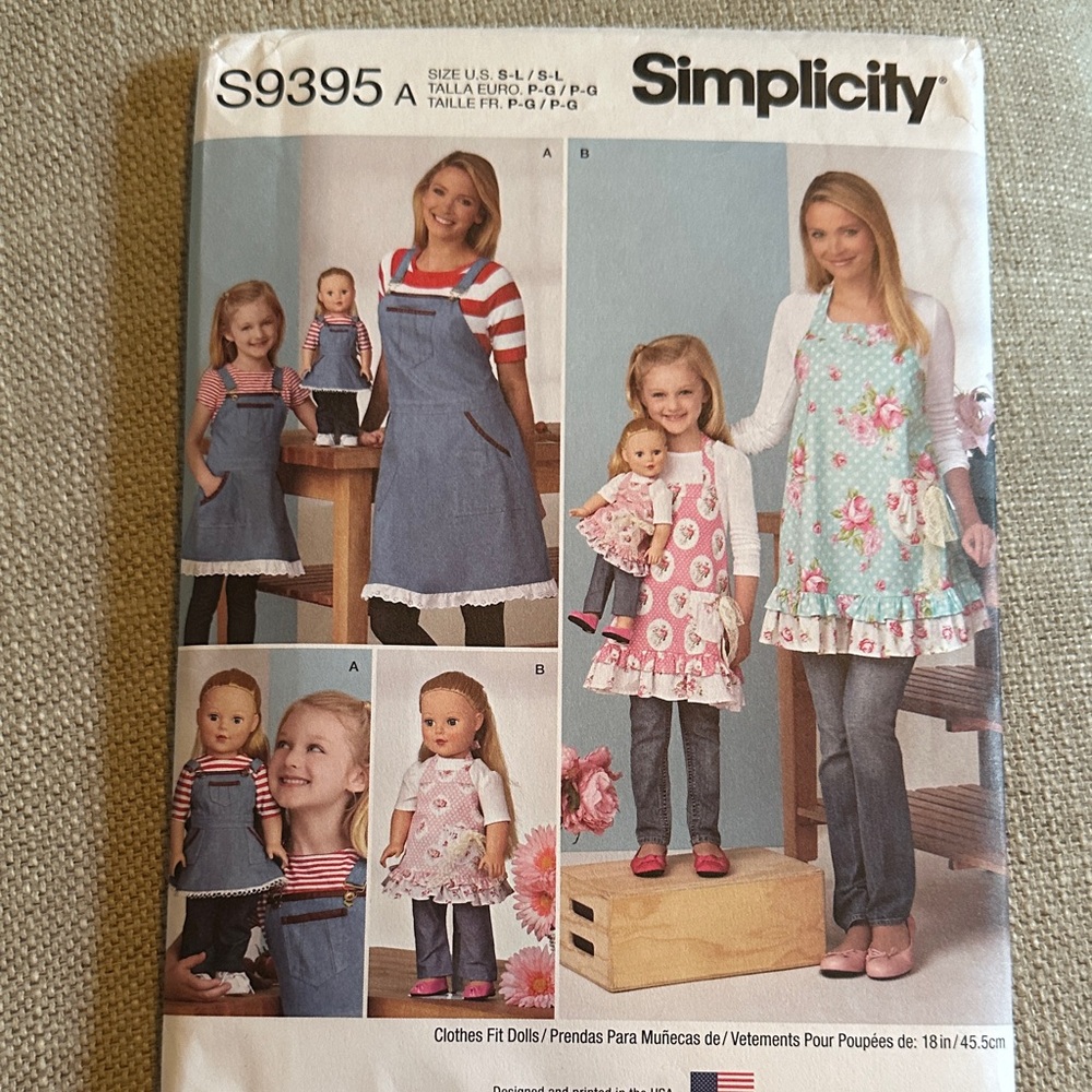 Simplicity Kids Doll Clothes Pattern, Adult and Child’s Apron Pattern #S9395